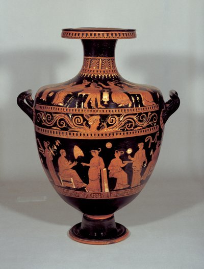 Red-figure hydria with scenes in women